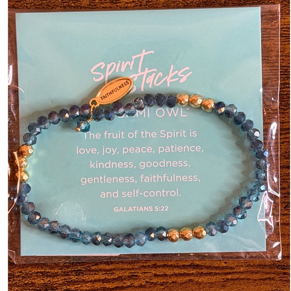 Origami Owl Spirit Stacks Teal Faithfulness Beaded Stretch Bracelet NEW